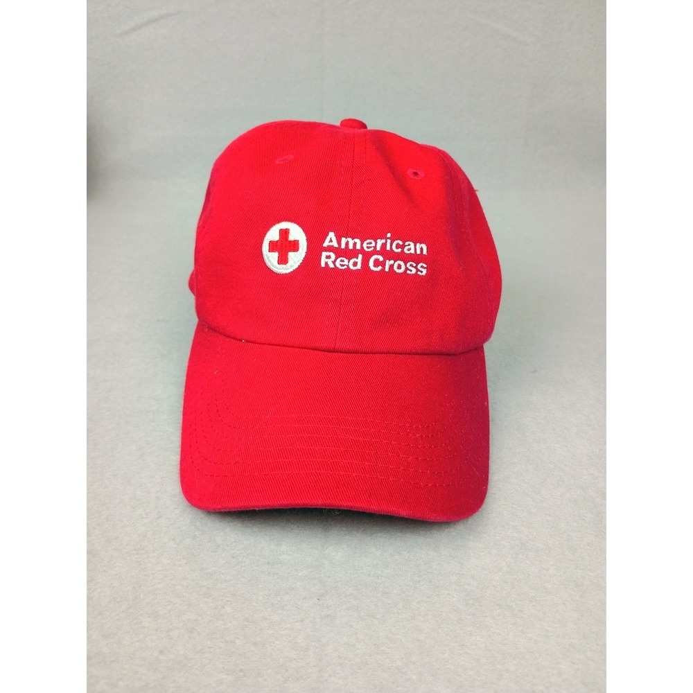 American Red Cross Baseball Cap Red Cotton Embroidered Logo Adjustable Dad Hat